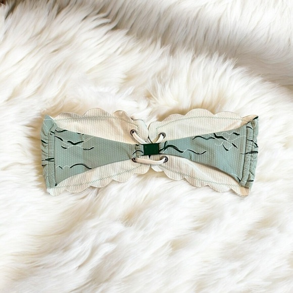 NEW Marysia Antibes Lace Up Strapless Bikini Top Sz S Green Abstract Print - Picture 2 of 5